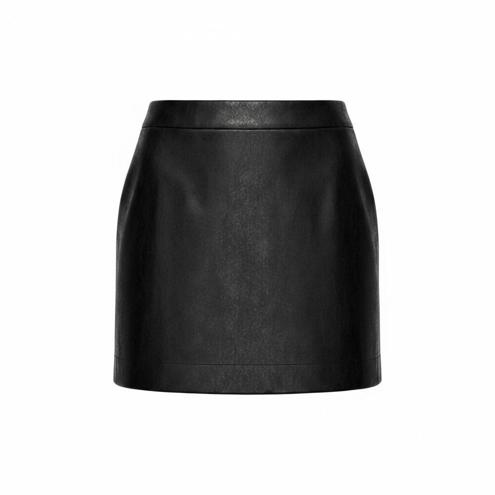 J.Crew Black Faux Leather Mini Skirt Preppy Chic 6 Edgy Capsule Academia Classic